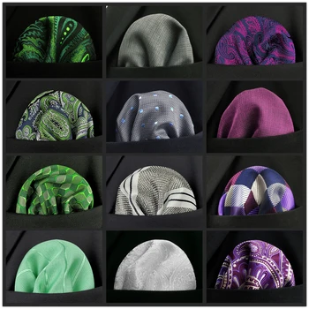 회색 단색 페이즐리 남성용 포켓 스퀘어 그린 패션 손수건 실크 파티 신랑 클래식 퍼플 행키 웨딩 