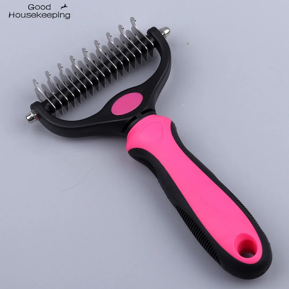 Pet Fur Knot Cutter Dog Grooming Shedding Tools Double Side Cat Hair Removal Comb Brush Long Curly Hair Cleaner Comb Pet Product