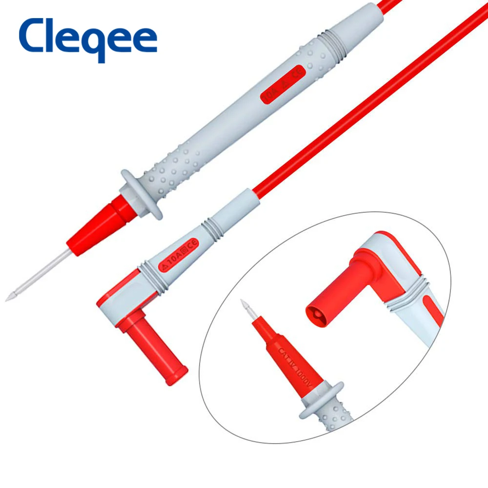 Cleqee P1505B 1000V/10A 150cm Universal Double Silicone wrap with Sharp Needle multimeter probe test lead for Digital Multimeter