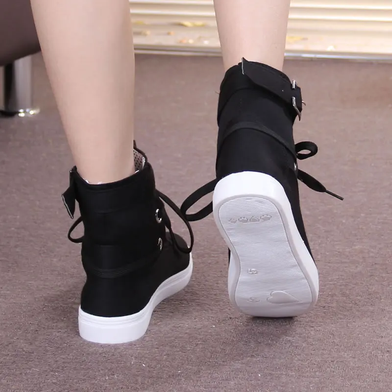 2021 New Autumn and Winter Women\'s Boots Casual Canvas Shoes Women\'s Flat Shoes Solid Ankle Boots Platform Shoes Women