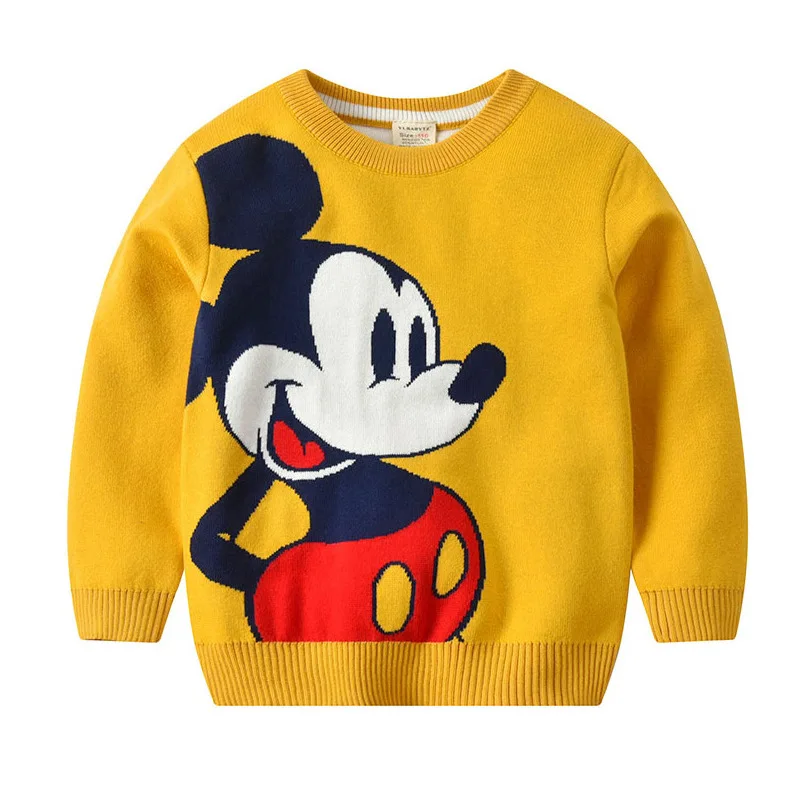 Disney 2-7Y NEW Mickey Mouse Spider-Man Boy Double Knitted Thicken Spring and Autumn Warm Cartoon Hedging Winter Girl Sweater