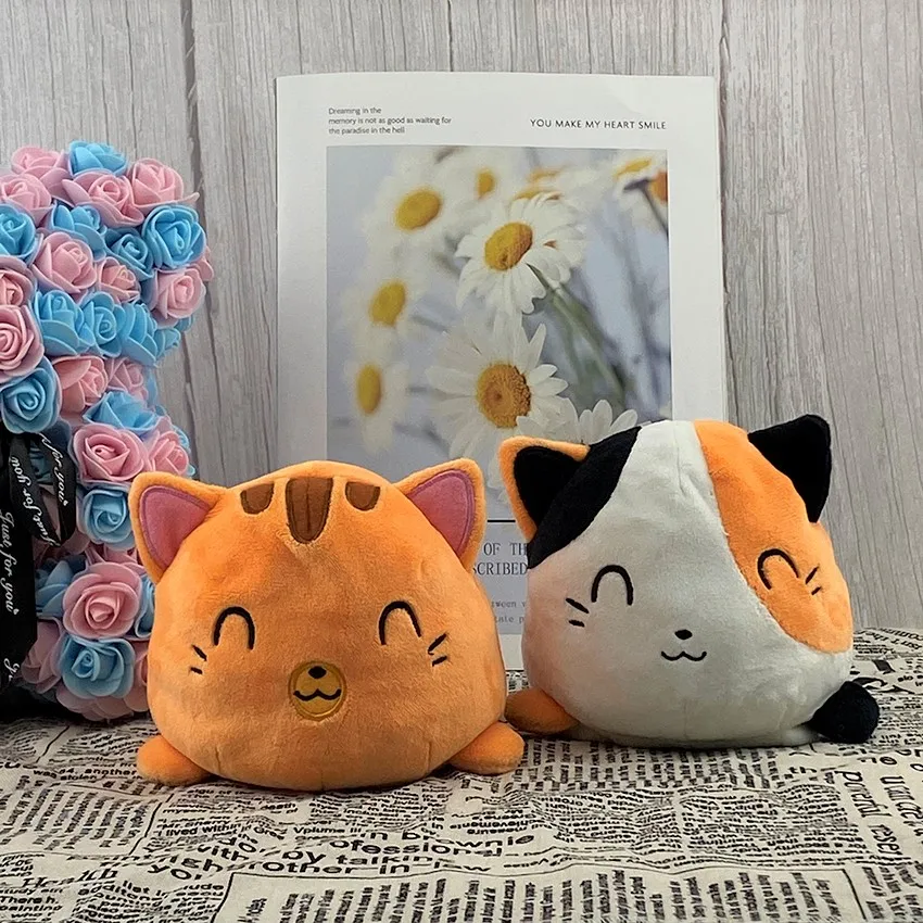 Cat Plush Kawaii Stuffed Doll Toy Different Sides To Show Different Moods Soft Simulation Cat Plush Toy For Kids