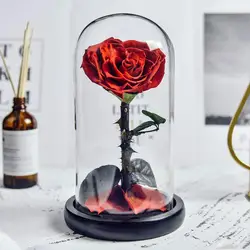 Valentine Preserved Rose In Glass Dome Eternal Rose Wedding Flower Beauty and The Beast Forever Love Christmas Gifts for Women