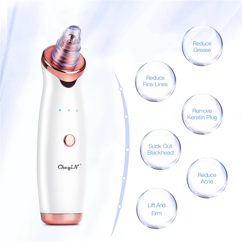 CkeyiN Ultrasonic Facial Skin Scrubber Ion Deep Face Clean + Electric Vacuum Suction estrattore di punti neri strumento pulito con 4 sonde