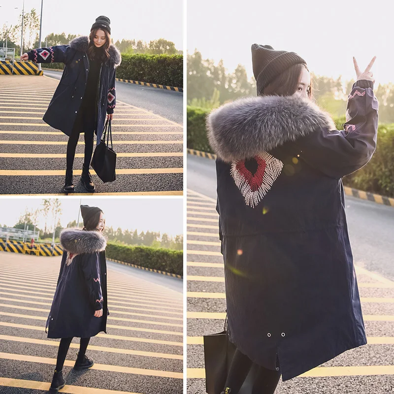 Down Women's Woman Jacket Hooded Long Winter Coat Women Korean Loose Thick Warm Parka Jackets Camperas Mujer KJ443 s