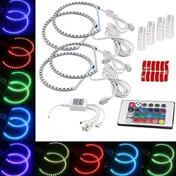 자동차 5050 SMD LED RGB 천사 눈 Halo 링 빛 다채로운 여러 가지 빛깔의 낮 실행 조명 BMW E46 3 시리즈에 대 한 호환