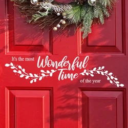 Wonderful Time of The Year Christmas Vinyl Wall Decal Words Christmas Door Window Decoration Sticker New Year Decor Gift S469