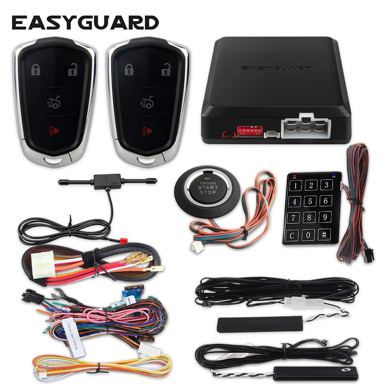 

EASYGUARD universal security alarm keyless entry system pke car remote start push button start auto start password entry dc12v