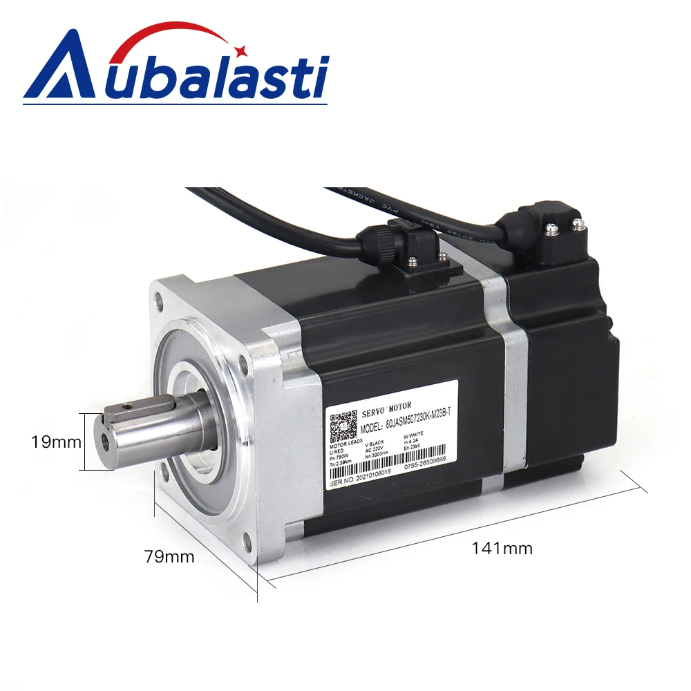 Aubalasti JMC 750W 3000rpm 2.39N.m 80mm AC220V Servo Motor Drive Kits JASD7502-M20B+80JASM07230K-M23B-T with 3M Cable