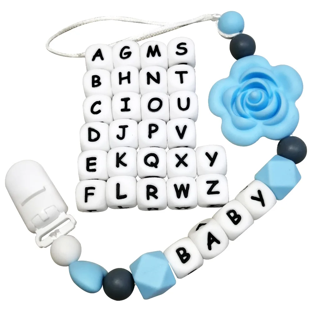BOBO.BOX-Cuentas de silicona para dentición de bebé, abalorios de letras del alfabeto en inglés, sin BPA, regalos para Baby Shower, 12MM, 10