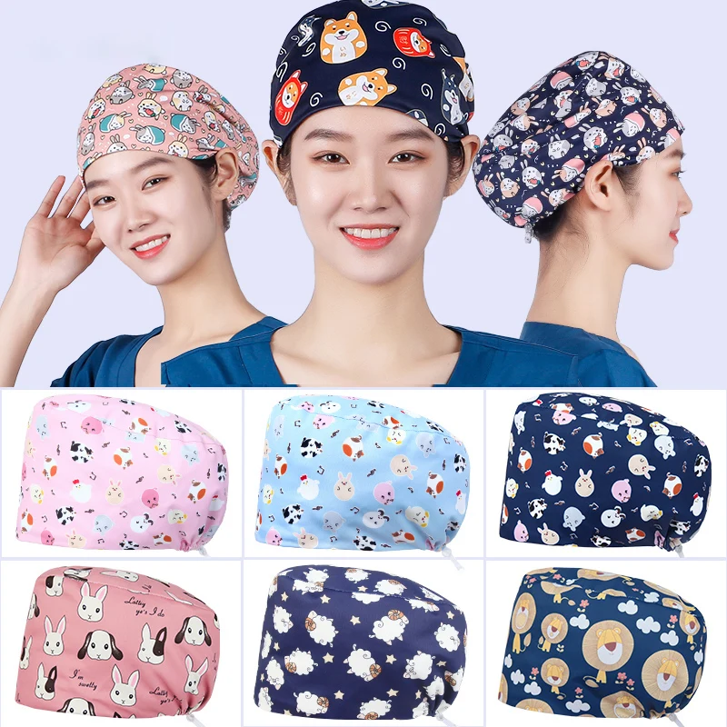 Nursing Scrub Cap Satin Silky Chlorine Bleaching Resistance Elastic With Cordlock Adjustable No Fade Nursing Work Hats