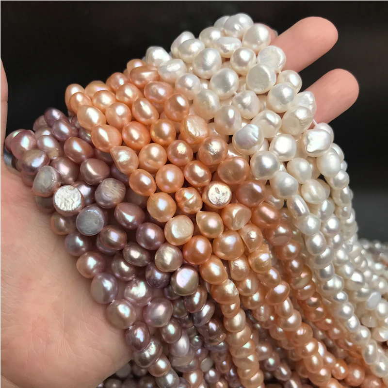 

freshwater pearl white /pink/puprle baroque one strand loose beads 7-8mm 38cm for making jewelry necklace FPPJ wholesale