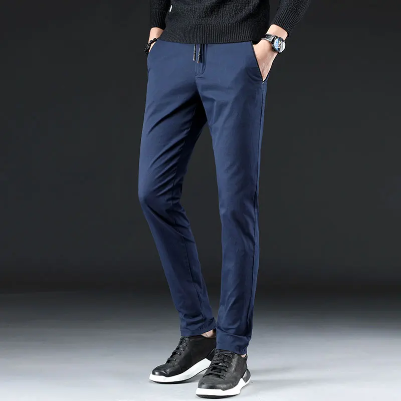 2024 Kolamkov New Arrival Fashion Style Men Leisure Pants High Quality Solid Straight Men's Sashes Trousers Plus Size 28-36