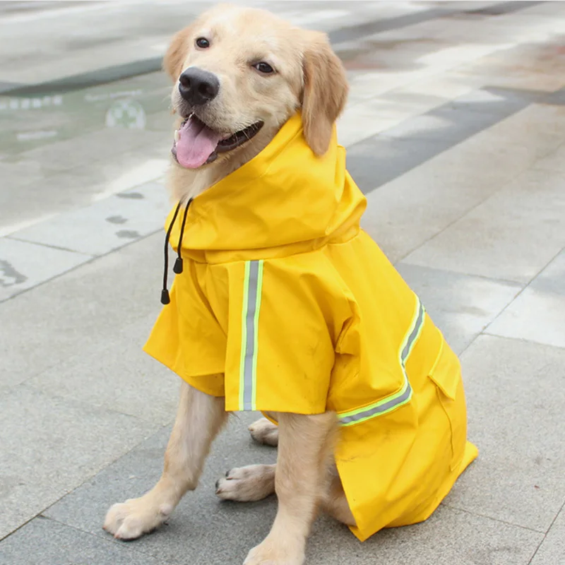 Waterproof Puppy Big Dog Hooded Raincoat for Small Large Dogs Reflective Pet Dog Clothes Labrador Golden Retriever Rain Coats - view 3
