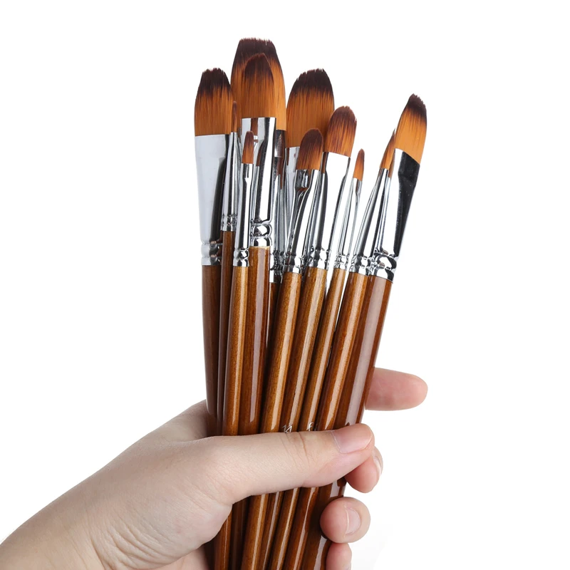 13 Chiếc Nghệ Sĩ Sơn Bộ Bàn Chải Lông Nylon Màu Nước Sơn Dầu Acrylic Vẽ QX2B