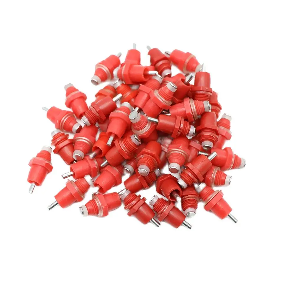 100 Pcs Chicken Spring Type Red Nipple Drinker Automatic Waters Poultry Beak Touch Drinking Fountain Mouth Farm Attachment