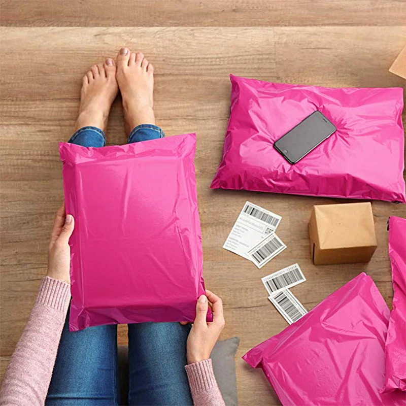100pcs Pink Poly Mailer Self Adhesive Post Mailing Package Mailer Courier Envelopes Gift Bags Courier Storage Shipping bags