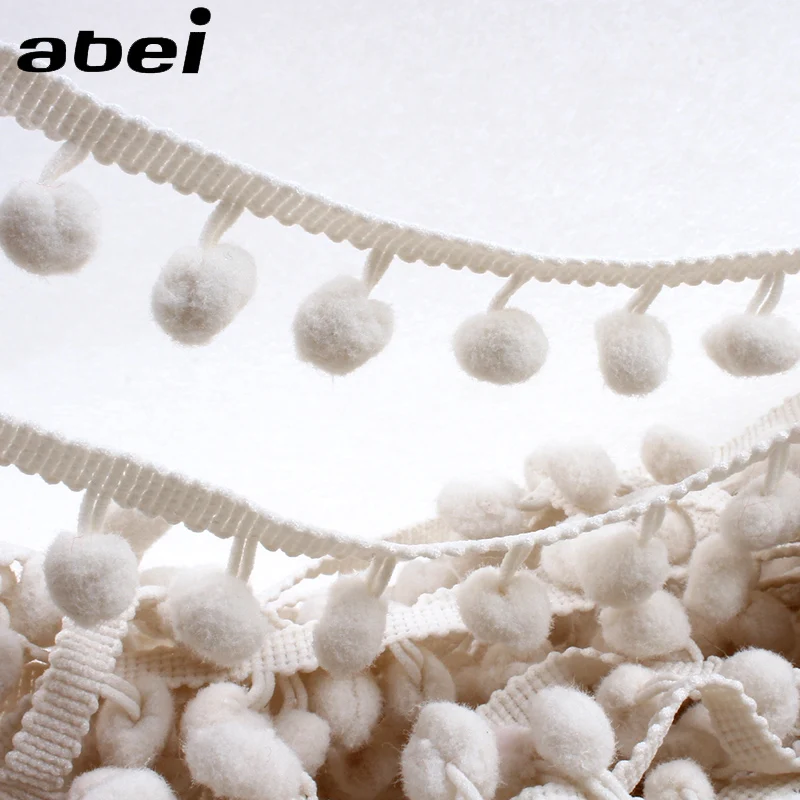 2 yards Cream color Pom Pom Lace Trim Ball Ribbon Pompom Fringe Ribbon Kintted Fabric Handmade DIY Craft Accessories Sewing Lace