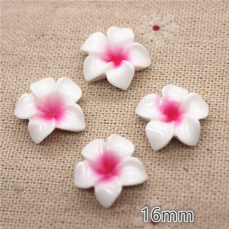 Plumeria Rubra 꽃 수지 플랫백 카보숑, DIY 쥬얼리 전화 장식, 혼합 색상, 16mm, 20 개