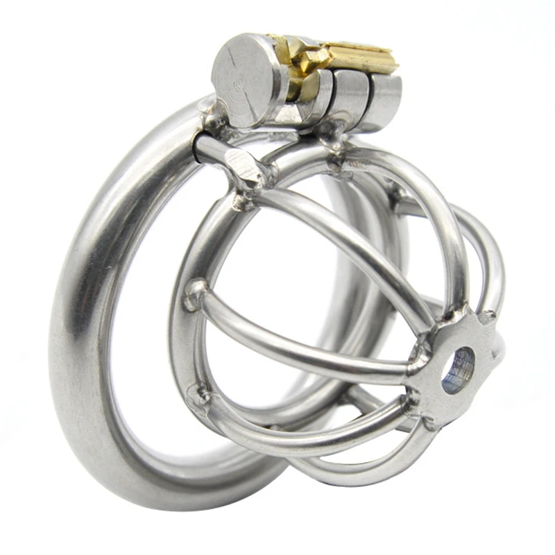 Stainless Steel Male Chastity Device with Anti-off Ring Urethral Catheter,Cock Cage,Penis Rings,Chastity Belt,Sex Toy for Man