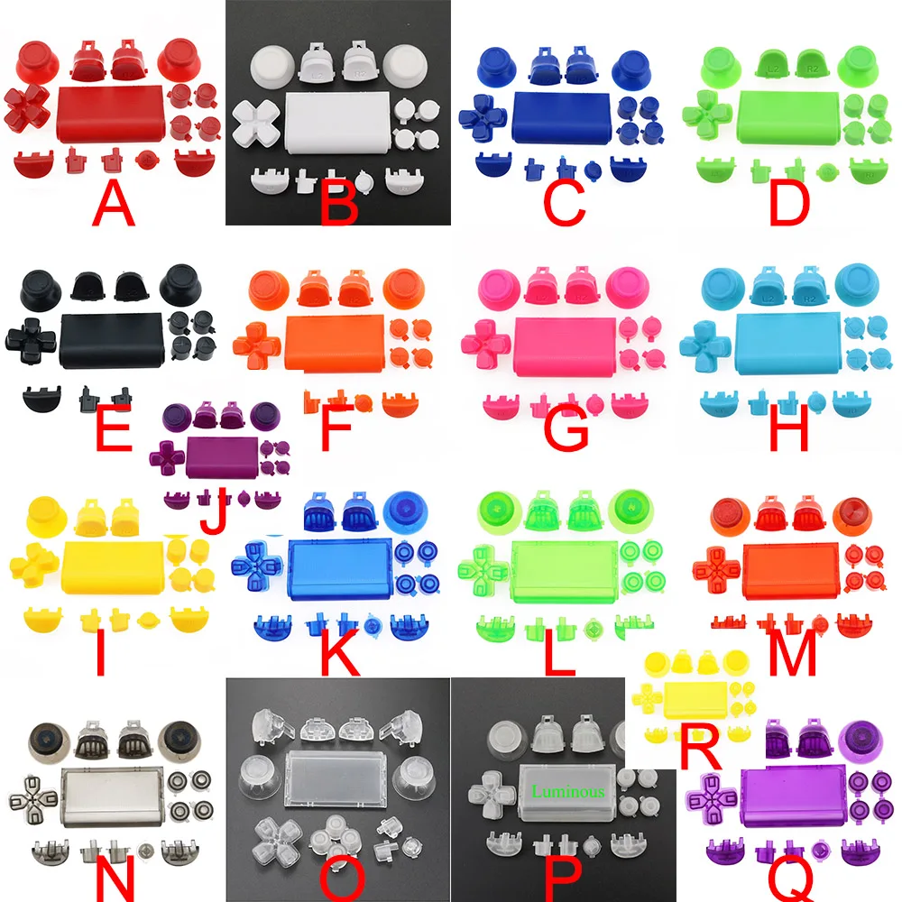 1set 18 farben Volle Set Joysticks D-pad R1 L1 R2 L2 Richtung Schlüssel AB XY Tasten Für sony PS4 Pro JDS 040 JDM 040 Controller