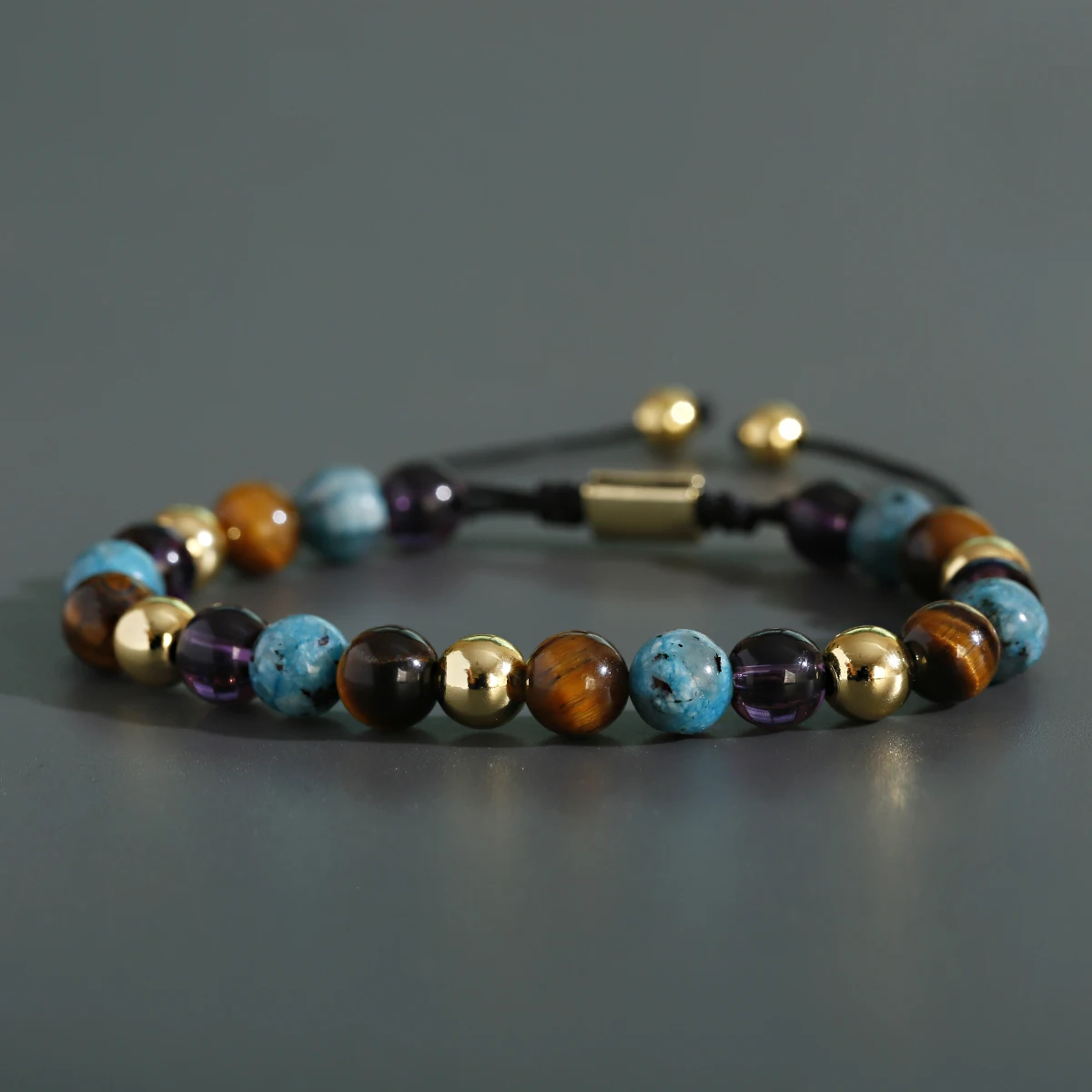 Mix Natural Stone Bracelets for Women Men Tiger Eye Onyx Energy Healing Beaded Hand Bangle Adjustable Yoga Jewelry Gifts