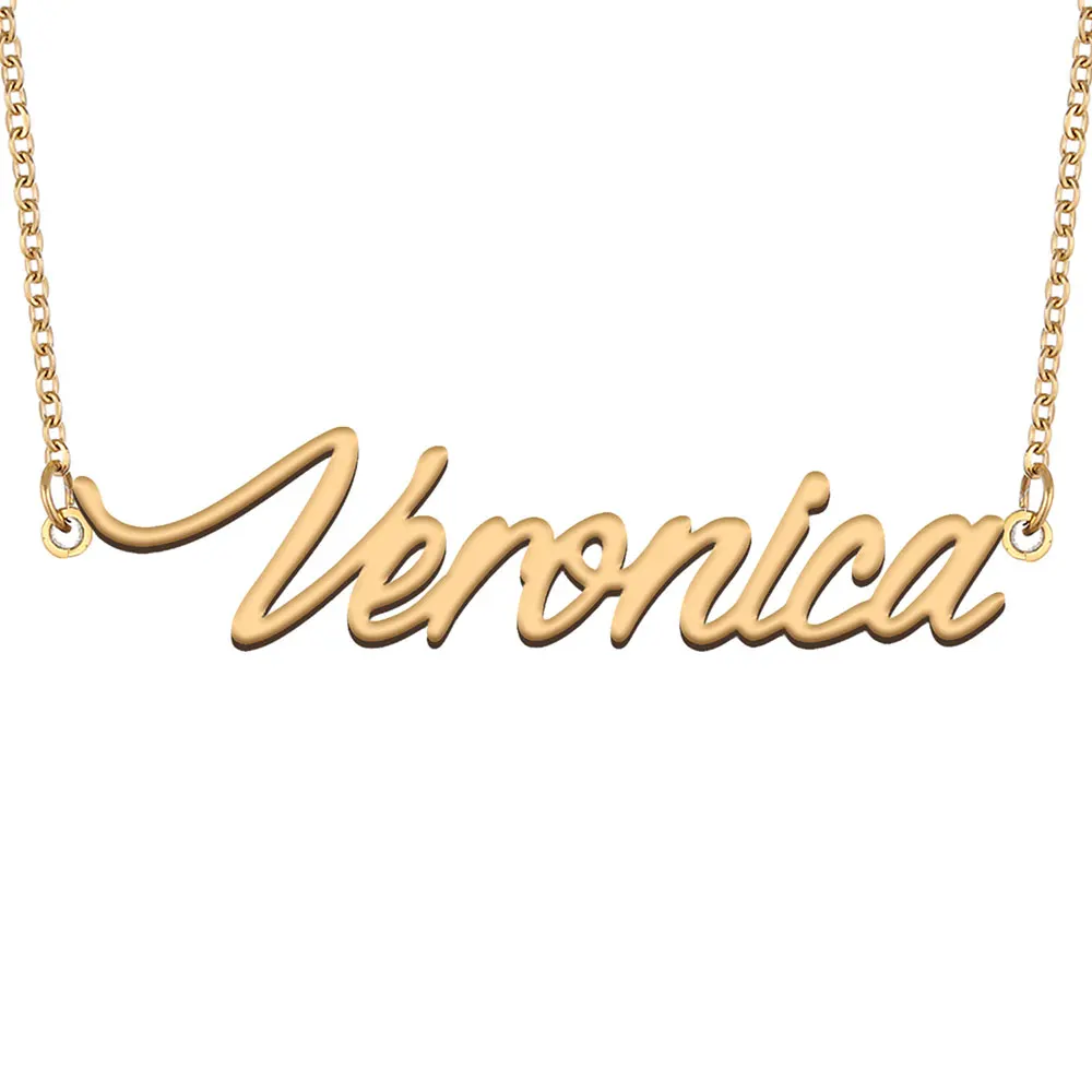 

Veronica Name Necklace for Women Stainless Steel Jewelry Gold Plated Nameplate Pendant Femme Mother Girlfriend Gift