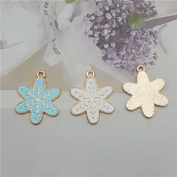 Julie Wang 12PCS Small Enamel Snowflake Charms Blue White Zinc Alloy Christmas Pendant Bracelet Earring Jewelry Making Accessory