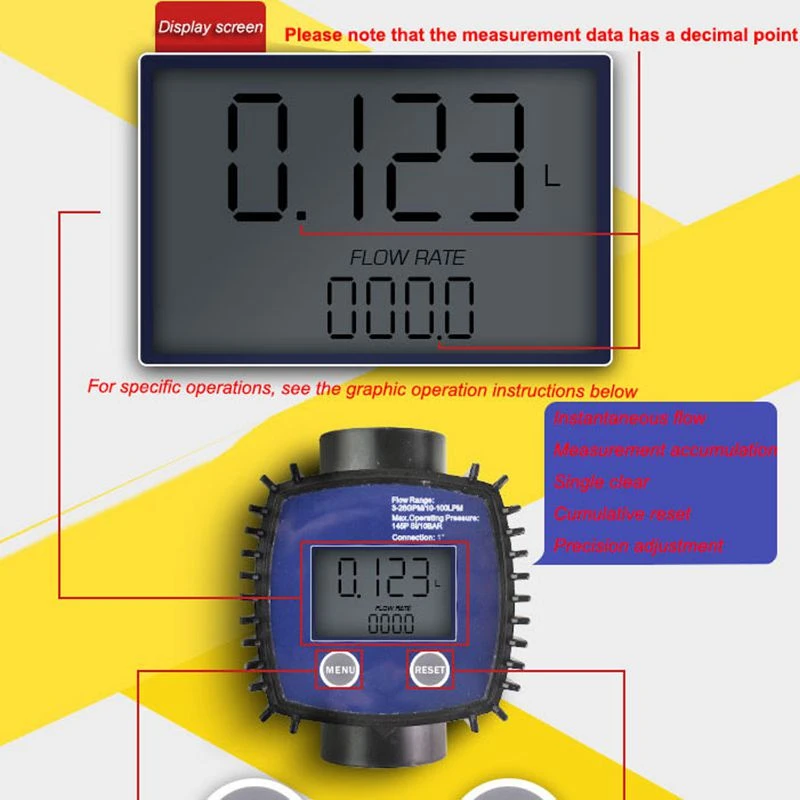 K24 flow meter methanol oil meter turbine electronic fuel diesel flowmeter digital fuel gauge female thread turbine flowmeter