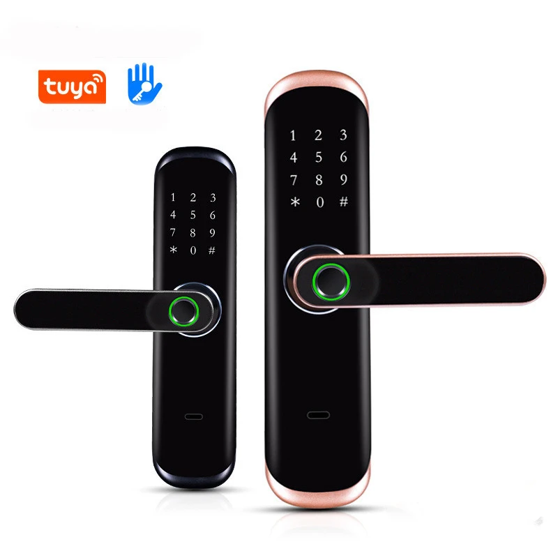 Wifi Smart Door Lock Fingerprint Password Tuya APP Remote Smart Locks With Touchscreen RFID Cards Unlock Included Lock Cylinder