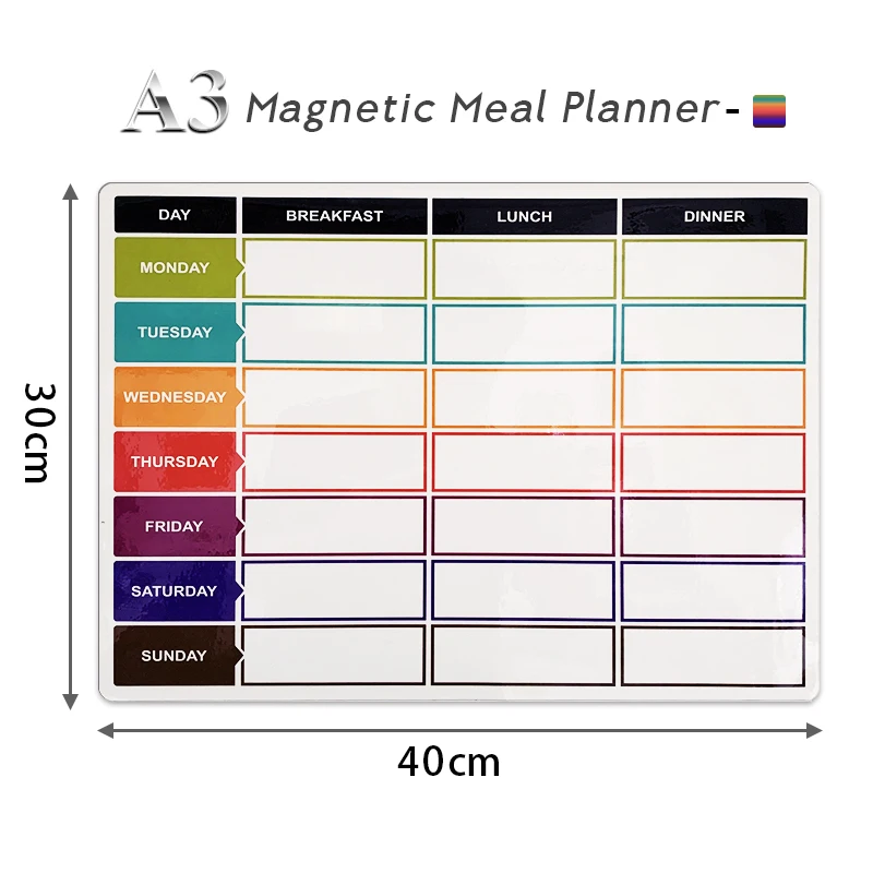 New Magnetic Meal Planner A3 Dry Wipe Daily Calendar Whiteboard Fridge Magnet 30*40cm Flexible White Message Board For Kitchen