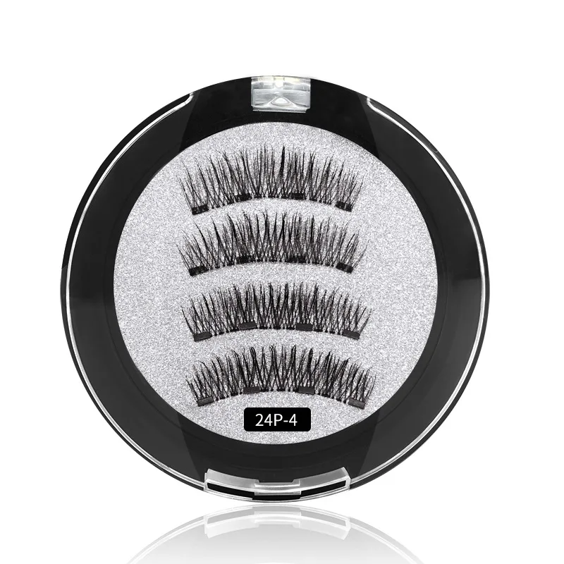 3D Magnet False Eyelashes 4 Magnets Sharpened Magnetic Eyelashes Naturally Dense Glue-free Adsorb Magnet Eyelashes