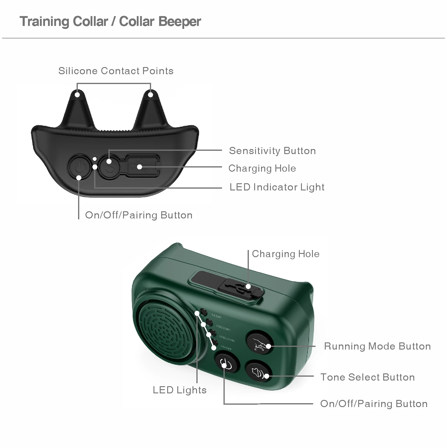 Dog Training Bark Collar Beeper Remote Dog Electric Collar Waterproof Hunting Collar Beeper Pet Shock Trainer