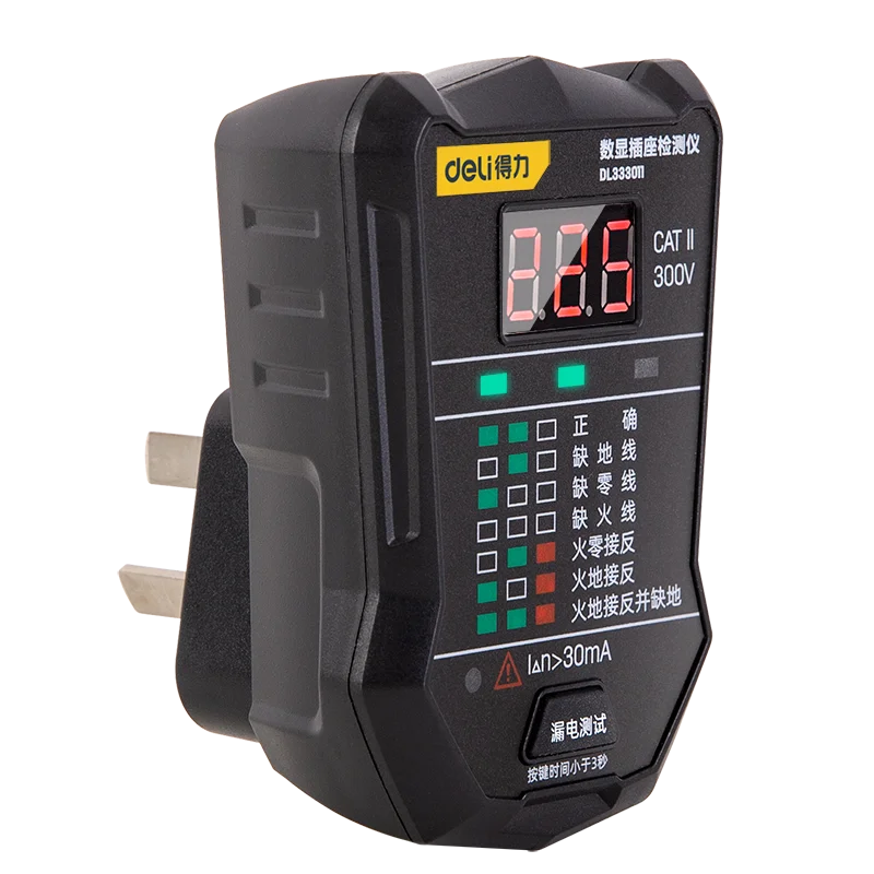 

Deli DL333011 Digital Display Socket Detector Leakage Detection Line Detection Whether The Line Is Tested Correctly