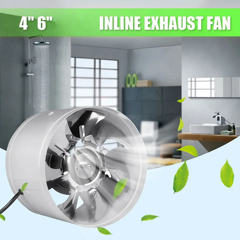 Inline Duct Fan Booster, Exhaust Blower, Air Cooling Vent, Metal Blades, Ventilation Grid Ventilateur, 4Inch, 6Inch, 220V