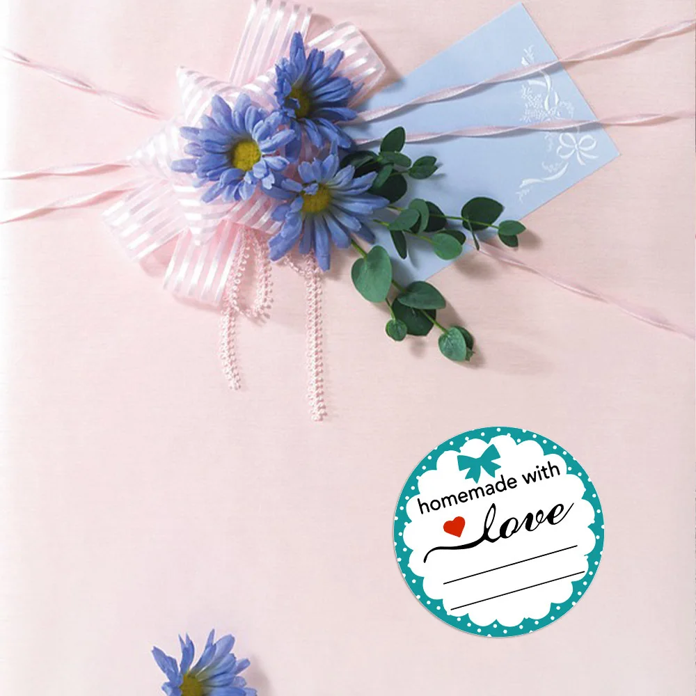 500pcs Handmade with Love Stickers Baking Label Wedding Sticker Party Label Decoration Envelope Seal Stationery Black Sticker