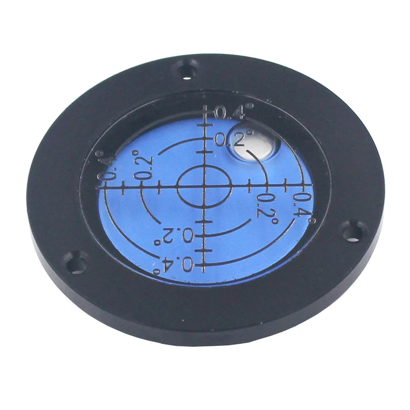 Haccury Round Metal Spirit Level Bubble Upper Flange Horizontal Platform Inlaid Leveling Instrument Blue Color Anti-UV
