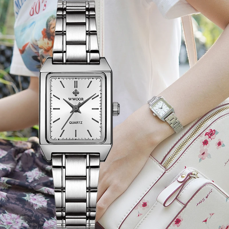 Montre Femme 2024 WWOOR, relojes de marca de lujo para mujer, reloj pequeño rectangular a la moda, vestido de cuarzo para mujer, reloj de pulsera