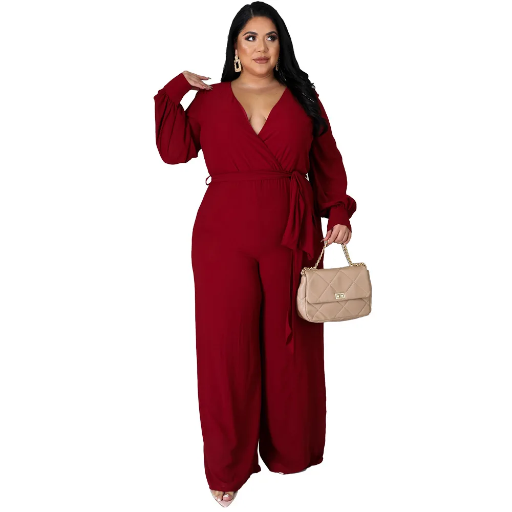 

Elegant Fashion Work Jumpsuit For Women Long Sleeve Loose Straight Rompers Solid Color Wide-legged Jumpsuits Green Overalls