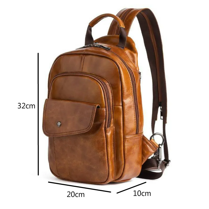 Imagem -06 - Mini Mochila Masculina Johnature-retro de Couro Genuíno Bolsa Multifuncional de Couro de Vaca de Primeira Camada Bolsas de Peito Masculinas Artesanais Nova 2023 2024