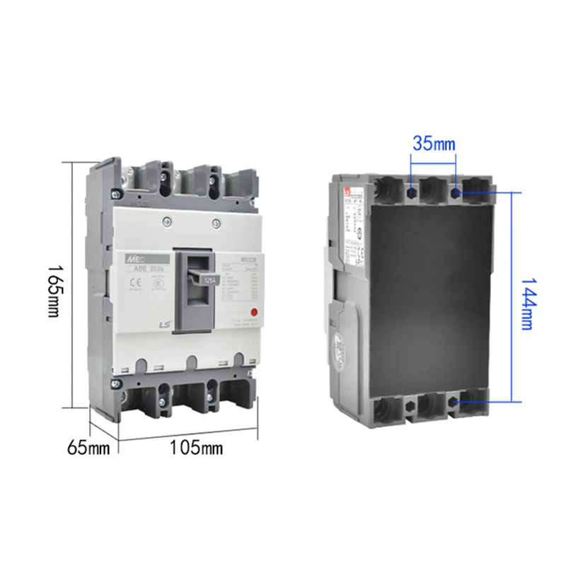 Imagem -03 - Mec 3p Moldado Case Disjuntor Abe203b 125a 150a 175a 200a 225a ls Mccb Elétrico