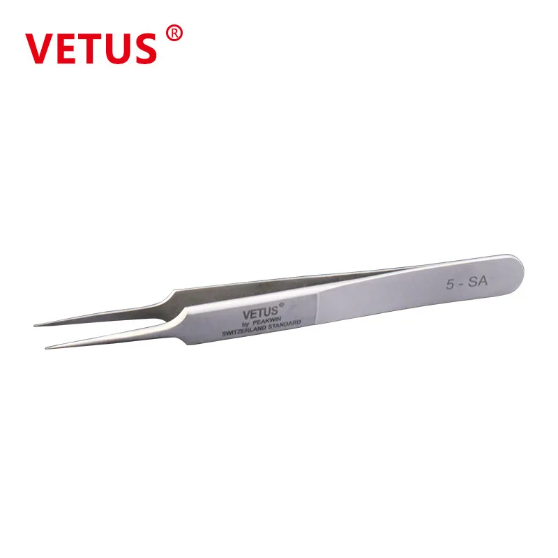 Original  VETUS 5-SA Professional Stainless Steel Tweezers For Eyelash Extension Tweezers 3D Accurate Tweezers Makeup Tools