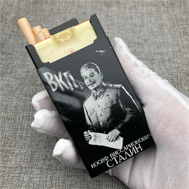 Customizd Stalin Aluminium Alloy Cigarette Case Boxes  Cigarette Box Laser Engraved Soviet Union Stalin,Lenin Diy Your Picture