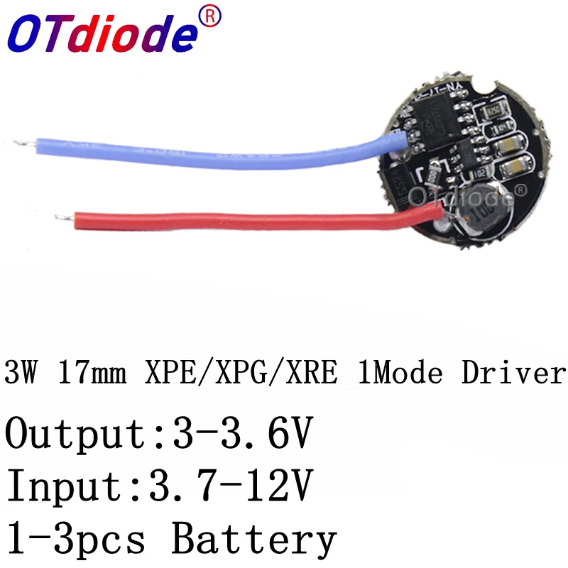 1PCS  3W LED driver 17mm 3.7-12V DC 1 Mode LED Flashlight Driver for XRE-Q5/XPE /XBD XB-D all kind of 3W LED Light Lamp