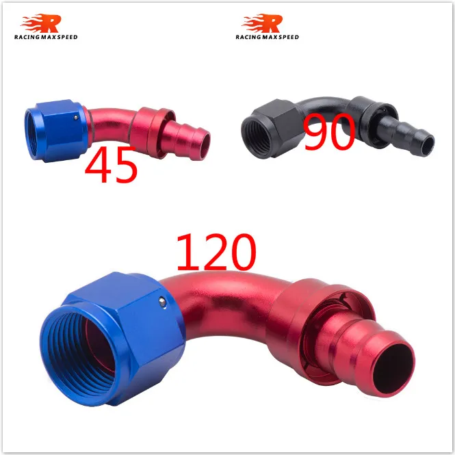 Car Parts AN6 FKM 45/90/120 Degree Oil Fuel Swivel Hose, Anodized Aluminum Straight Elbow Hose End, Reusable Fitting for Perform