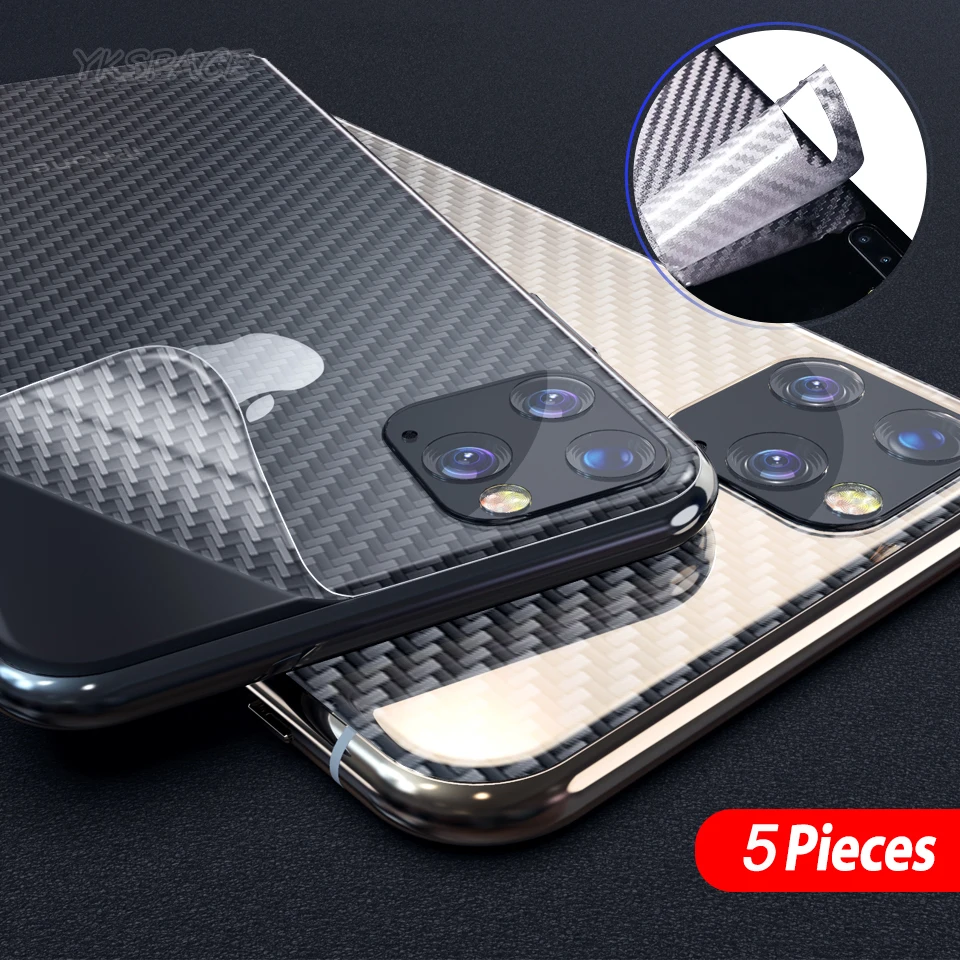 5Pcs Full Cover Back Soft Carbon Fiber Matte Film For iPhone 16 15 14 13 12 mini 11 Pro Max Durable Rear Screen Protector