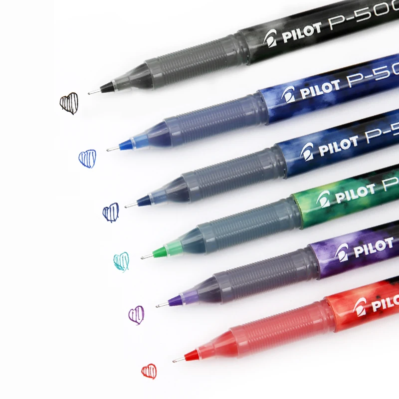 6 Pcs Pilot Large Capacity Gel Pen 0.5/0.7mm P-500/P700 Full Needle Red Blue Black Color Signature Ball Pen Water and Light