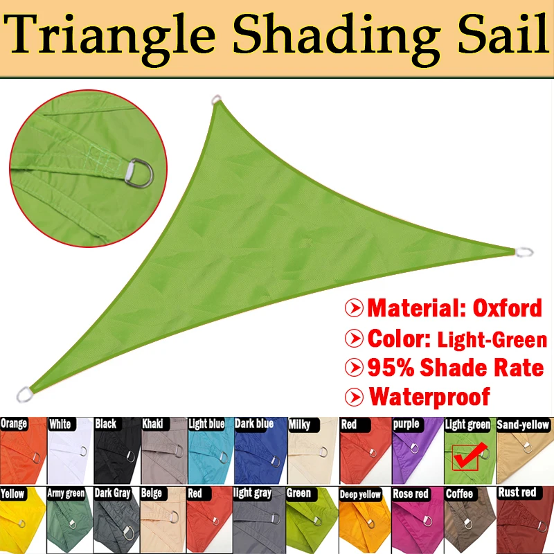 

Light-Green Color Waterproof Awning Garden Patio Triangle Sun Shade Sail Outdoor Camping Swimming Pool UV Blocked Shade Sails