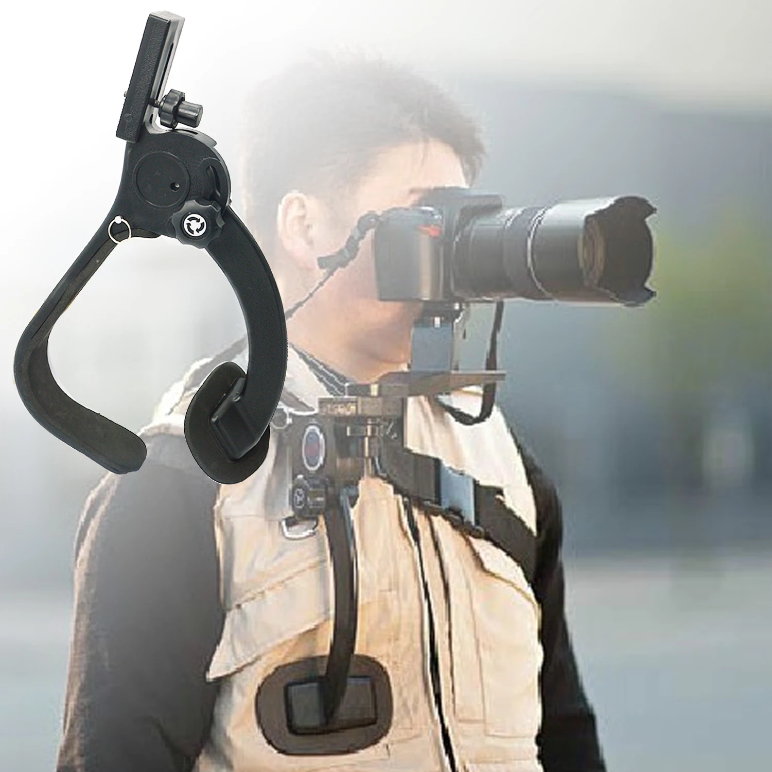 Gosear Hands Shoulder Strap Stabilizer Support Pad Bracket Stand Holder Carry Bag for Video Camera DV / DC Camcorder HD DSLR