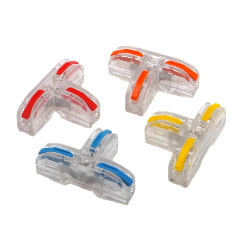 New Universal T-Type Wire Connector Quick Distribution Terminal Transparent Copper Clip Home Main Power Distributor